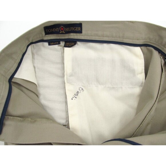 Vintage Tommy Hilfiger Pleated Khaki Pants (37x29) Crest Logo Twill Trousers - Picture 12 of 14